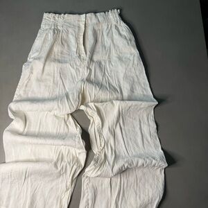 Women's White Wide Leg Linen Pants